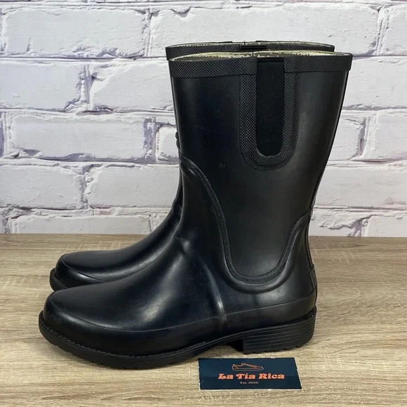 L.L. Bean Wellies Black Waterproof Rain Boots - Picture 3 of 9